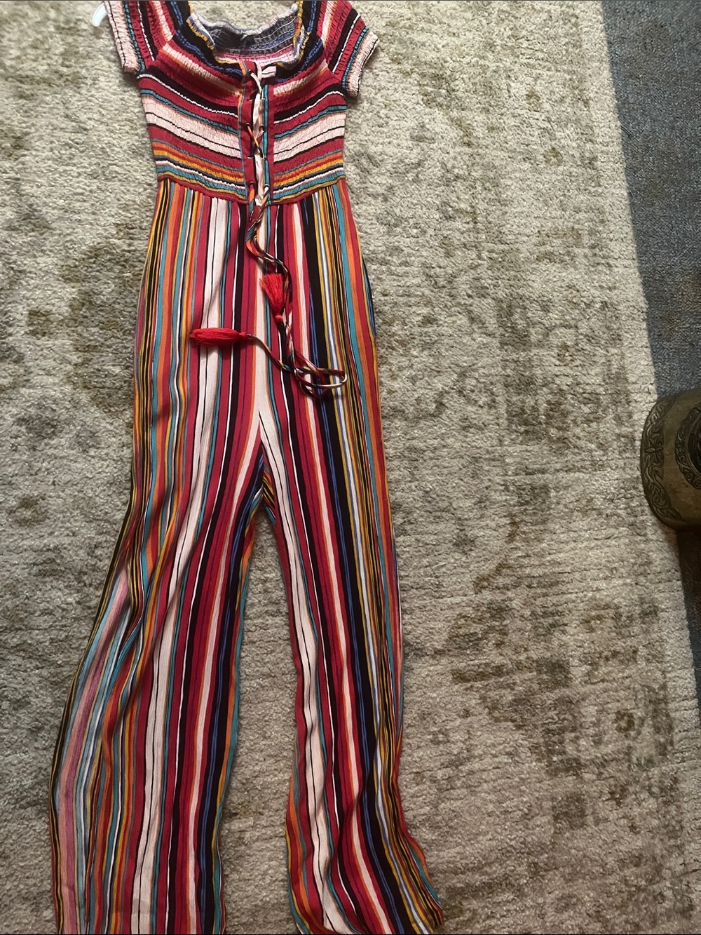 Multicolor Striped Tie-Front Jumpsuit